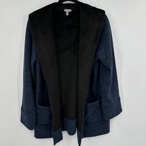 T by Talbots Cardigan Womens XL Open Front‎ Shawl Collar Pocket Casual Sweater